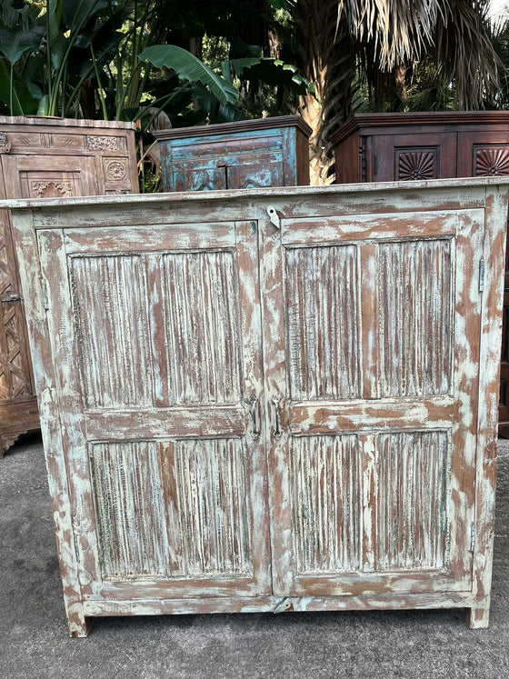 Vintage Sideboard Cabinet Carved Antique White Armoire 52x49