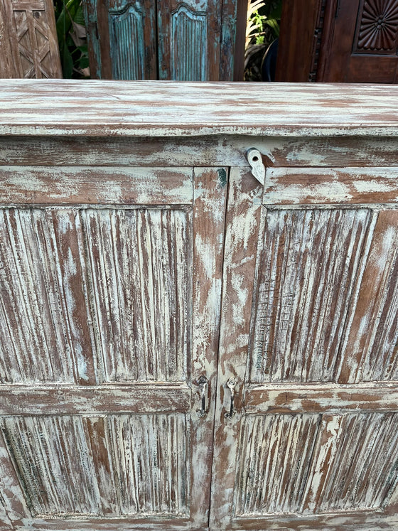 Vintage Sideboard Cabinet Carved Antique White Armoire 52x49