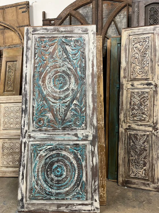 Hand Painted Carved Yoga Barn Door Lotus Zen Balance Door 84x36
