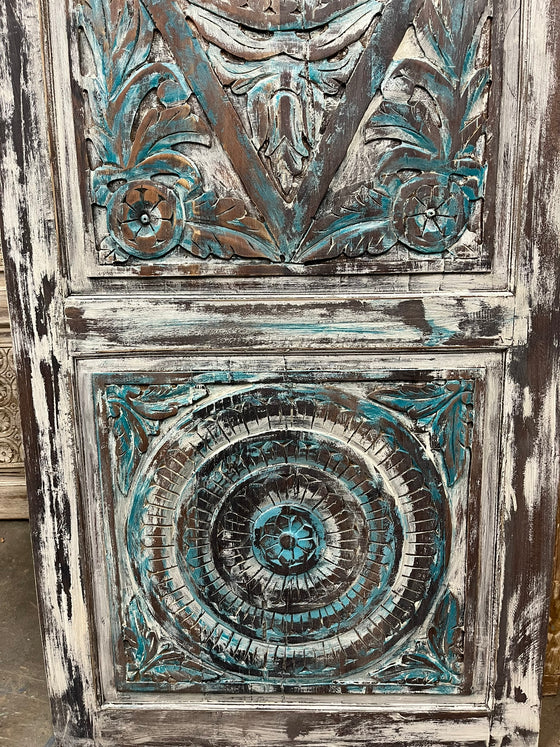 Hand Painted Carved Yoga Barn Door Lotus Zen Balance Door 84x36