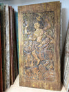Vintage Carved Wall Panel Shiva Riding Nandi Accent Wall Decor Barn Door 84x41