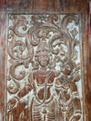 Radha Krishna Carved Wood Wall Art Blue Vintage Barn Door Wall Panel 84x41