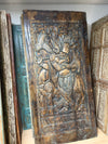 Krishna Carved Wall Panel Barn Door Brown Reclaimed Wood Home Wall Art 84x41