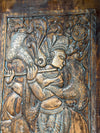 Krishna Carved Wall Panel Barn Door Brown Reclaimed Wood Home Wall Art 84x41