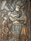 Krishna Carved Wall Panel Barn Door Brown Reclaimed Wood Home Wall Art 84x41