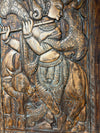 Krishna Carved Wall Panel Barn Door Brown Reclaimed Wood Home Wall Art 84x41