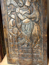 Krishna Carved Wall Panel Barn Door Brown Reclaimed Wood Home Wall Art 84x41