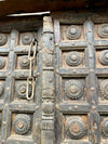 Haveli Antique Door from Thar Desert, India, Sun Bleached Teak Door, Rustic Iron Medallions