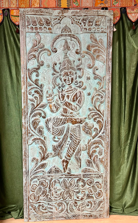 Krishna Carved Wall Art Turquoise Accent Door 83