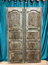 Tree of Life Sliding Barn Door, Dusty Blue Vintage Artistic Barndoors, Old World Wall Art 80