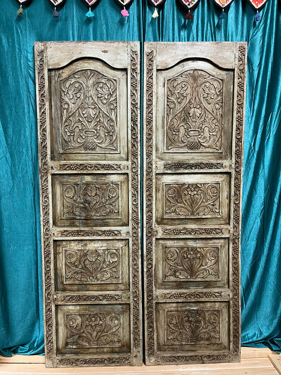 Tree of Life Sliding Barn Door, Dusty Blue Vintage Artistic Barndoors, Old World Wall Art 80