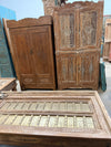 Antique Armoire Carved Sunburst Teak Wood Storage Cabinet 62x38