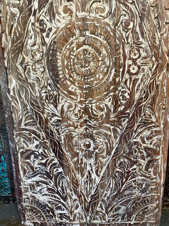 Vintage Lotus Mandala Carved Sliding Door, Wall Art, Custom Door, King Headboard, Panel 80