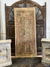 Vintage Carved Tree of Life Barn Door Colorful Reclaimed Wood Wall Panel 96x40