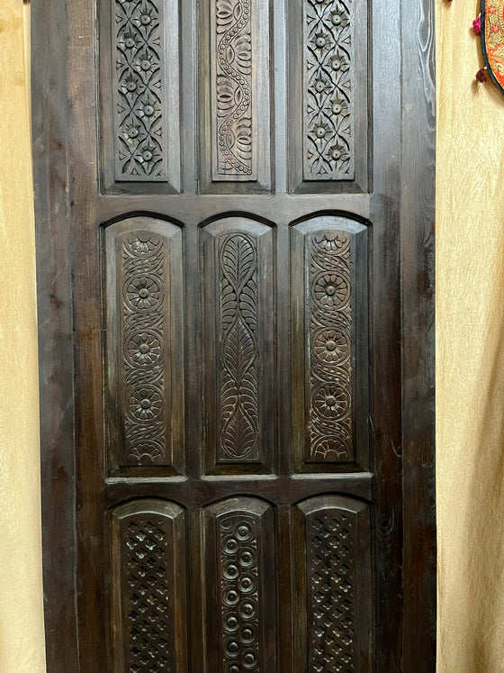 Vintage Carved Door Dark Woods Farmhouse Sliding Door 103x44in