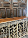 Antique Console TV Table Rustic Iron Carved Entryway Table 64