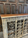 Antique Console TV Table Rustic Iron Carved Entryway Table 64