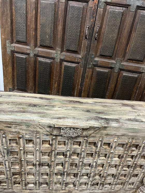 Vintage Tall Console Table Distressed Carved Entryway Accent TV Table