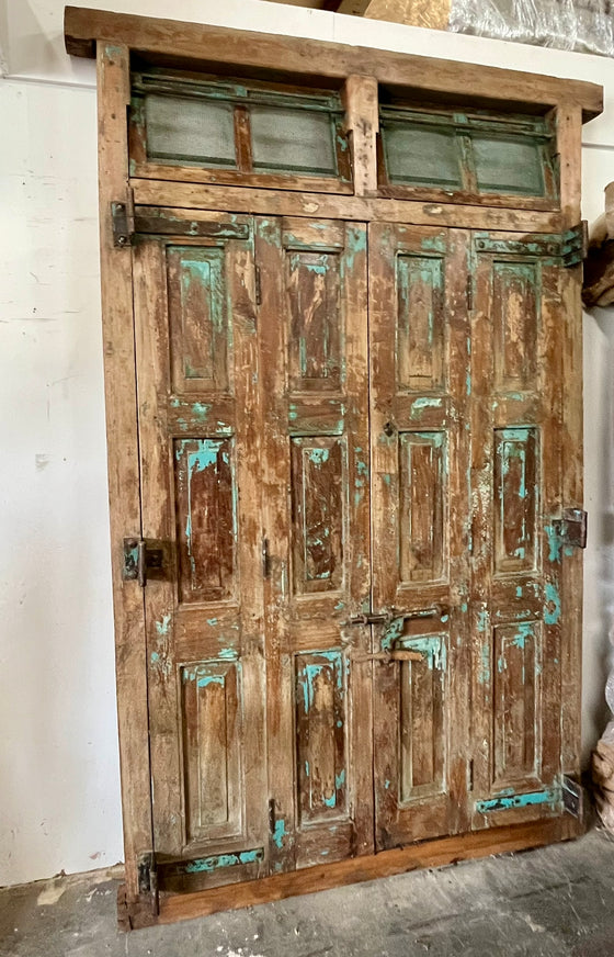 Antique Door Carved Exterior Teak Veranda Double Door Original Hardware