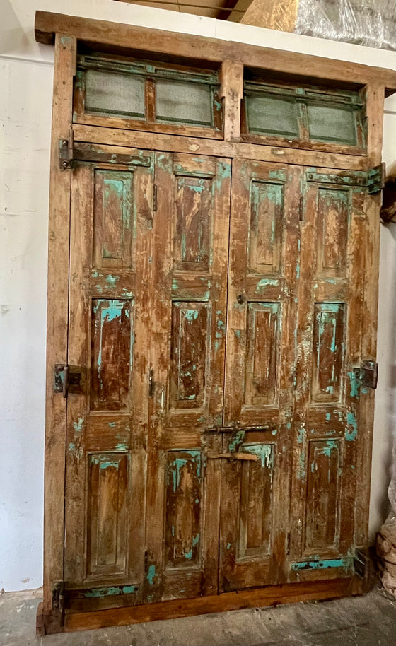 Antique Door Carved Exterior Teak Veranda Double Door Original Hardware