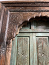 Vintage India Arch Dark Mocha Carved Wood Cusped Archway Floor Mirror 97x65
