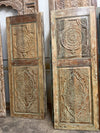 Lotus Mandala Carved Sliding Barn Door | Vintage Reclaimed Wood Statement Door 80