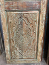 Lotus Mandala Carved Sliding Barn Door | Vintage Reclaimed Wood Statement Door 80