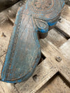 Antique Blue Hues Indian Architectural Corbels, Bracket, Wood Rustic Old World Accents