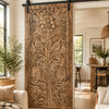 Midcentury Carved Door Panel Tree of Life with Birds & Sunflower Natural Wood 84x36