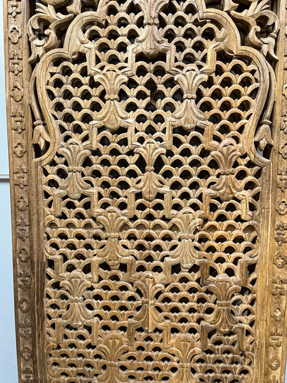 Hand Carved Moorish Lattice Wood Double Door Room Divider 80