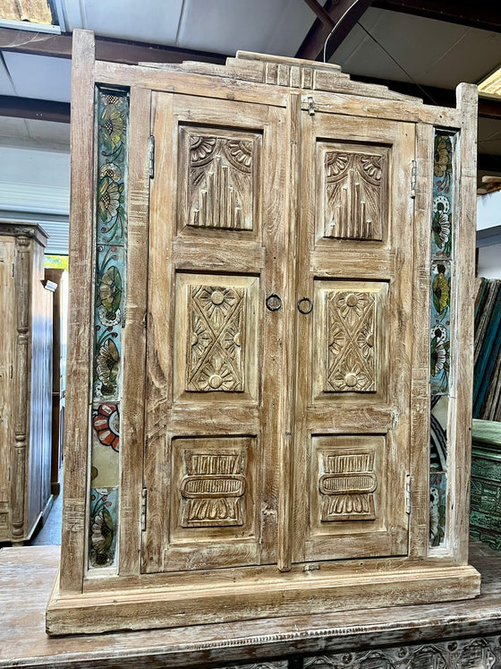 Antique Armoire Hand Carved Small Cabinet Home Decor 45