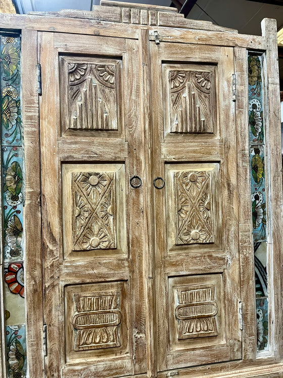 Antique Armoire Hand Carved Small Cabinet Home Decor 45