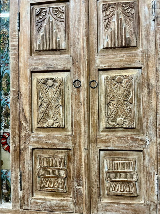 Antique Armoire Hand Carved Small Cabinet Home Decor 45