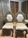 Antique Carved Wood Chairs, Pair of Ornate Rococo Vintage Accent Chairs