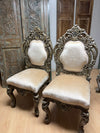 Antique Carved Wood Chairs, Pair of Ornate Rococo Vintage Accent Chairs