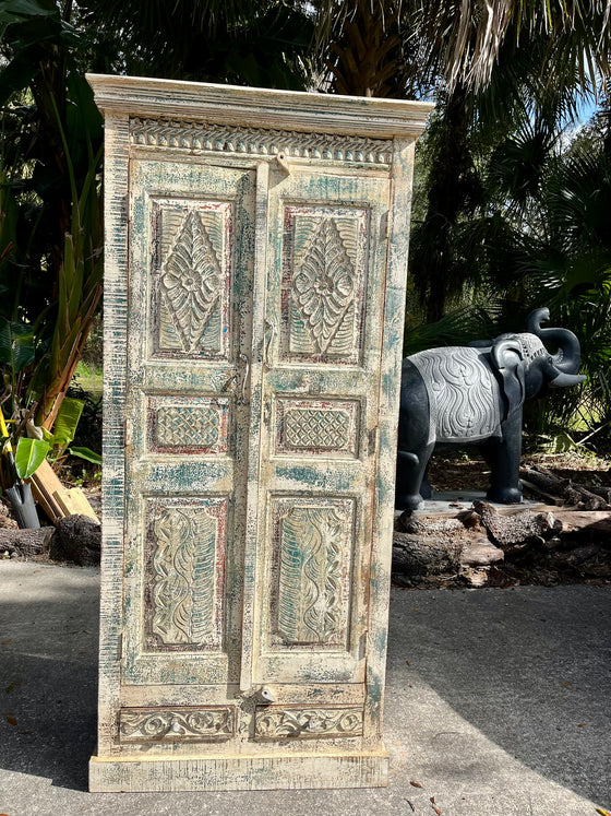 Stunning Bohemian Armoire Rustic Carved Wardrobe Farmhouse Cabinet 81
