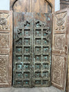 Antique Jharokha Doors Rustic Carved Teak Farmhouse Double Doors 81
