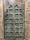 Antique Jharokha Doors Rustic Carved Teak Farmhouse Double Doors 81