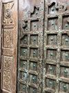 Antique Jharokha Doors Rustic Carved Teak Farmhouse Double Doors 81