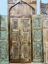 Antique Carved Door Vintage Reclaimed Wood Double Doors 80x33