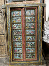 Antique Indian Door Hand Carved Blue Painted Garden Doors 69.5x38