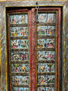 Antique Indian Door Hand Carved Blue Painted Garden Doors 69.5x38