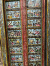 Antique Indian Door Hand Carved Blue Painted Garden Doors 69.5x38