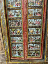 Antique Indian Door Hand Carved Blue Painted Garden Doors 69.5x38