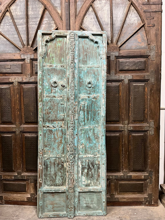 Antique Arched Door Teak Gates Blue Rustic Barn Door 82