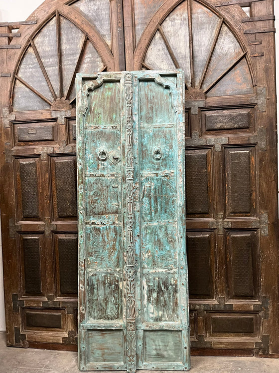 Antique Arched Door Teak Gates Blue Rustic Barn Door 82