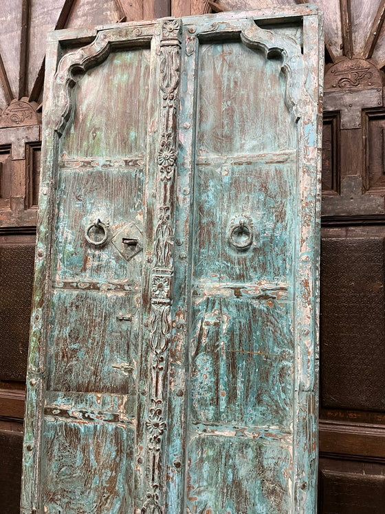 Antique Arched Door Teak Gates Blue Rustic Barn Door 82