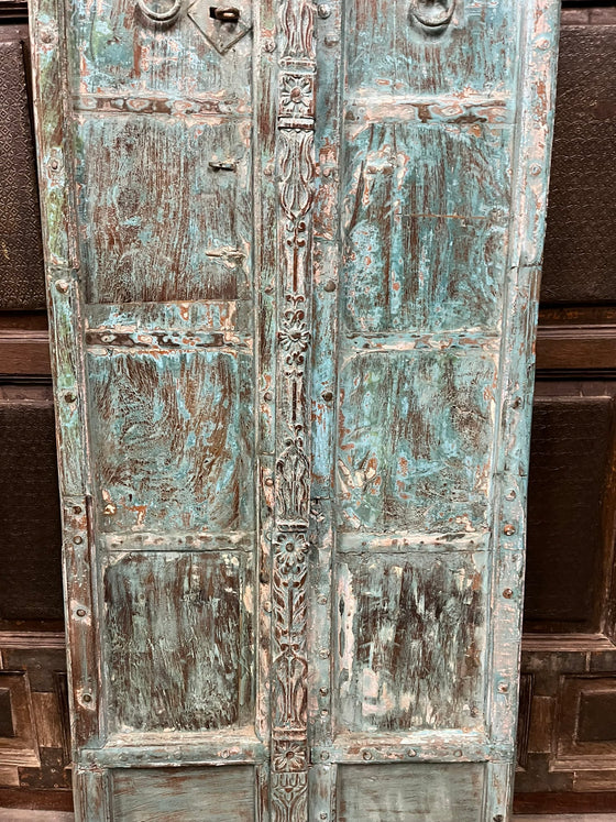 Antique Arched Door Teak Gates Blue Rustic Barn Door 82