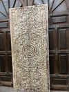 Vintage Carved Barn Door Whitewash Lotus Mandala Door Panel 80x36