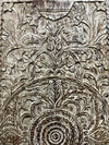 Vintage Carved Barn Door Whitewash Lotus Mandala Door Panel 80x36